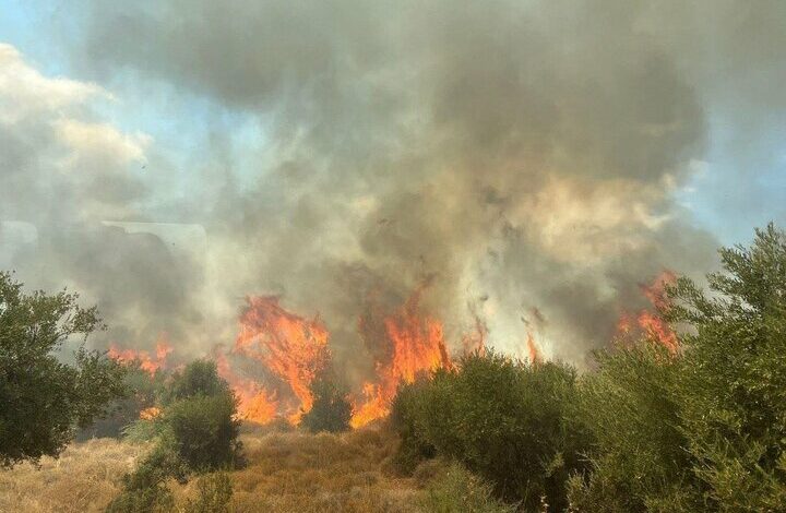 שריפה בצפון השטחים הכבושים עקב התקפות חיזבאללה